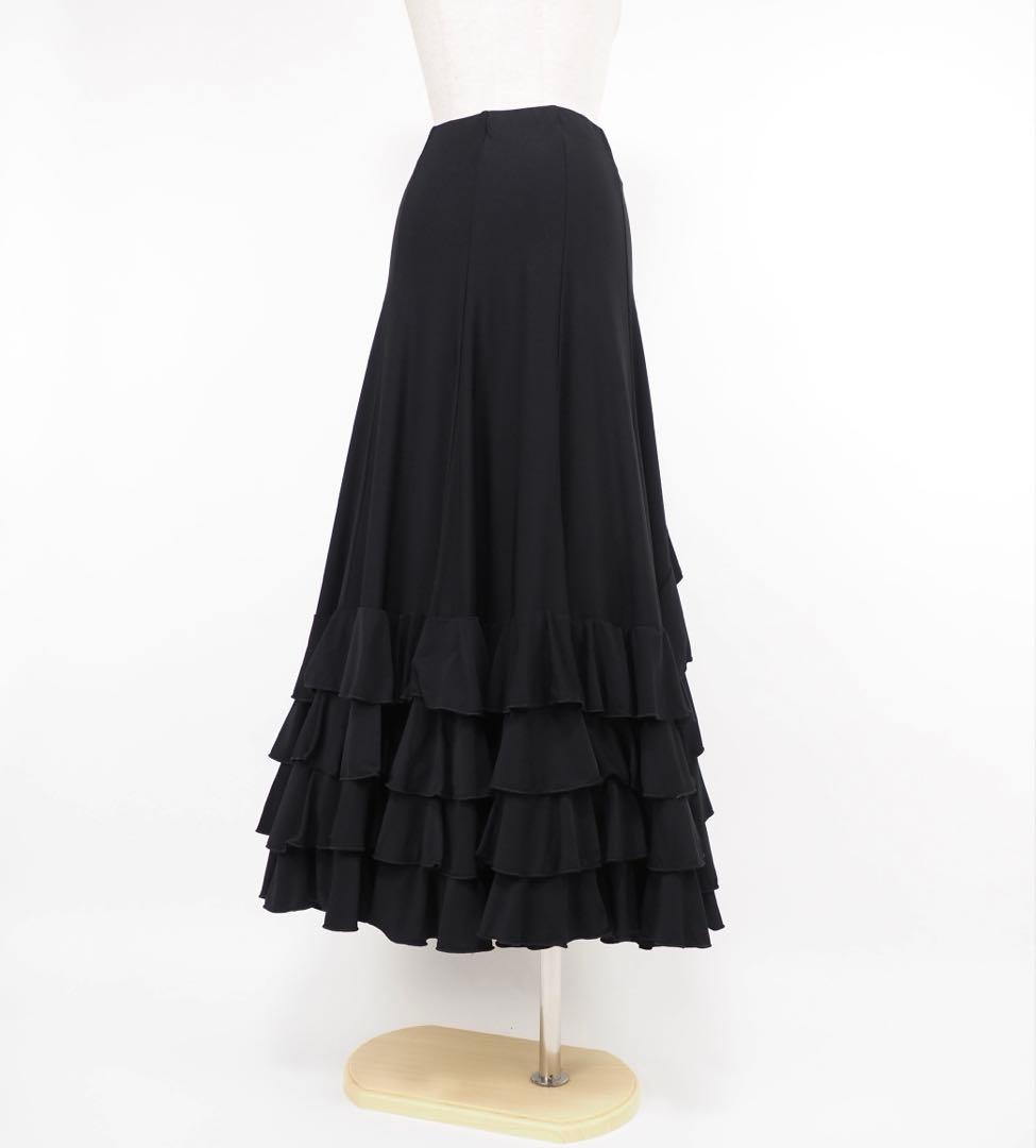 フラメンコ　ファルダ　新品　黒　フラメンコ衣装　レッスン　Leirena