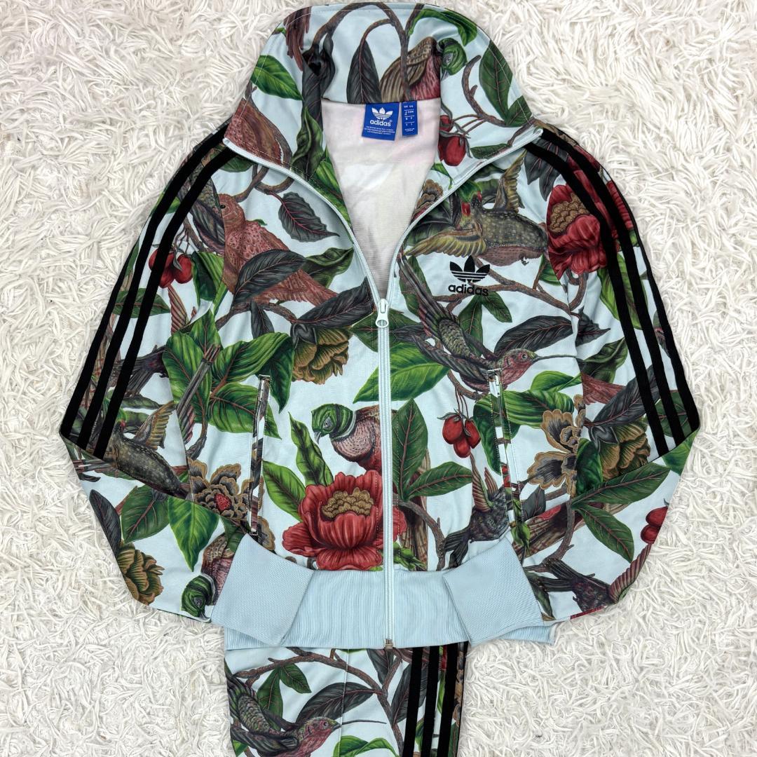 【希少】adidas FARM　花鳥柄セットアップ　M　刺繍ロゴ バックプリント