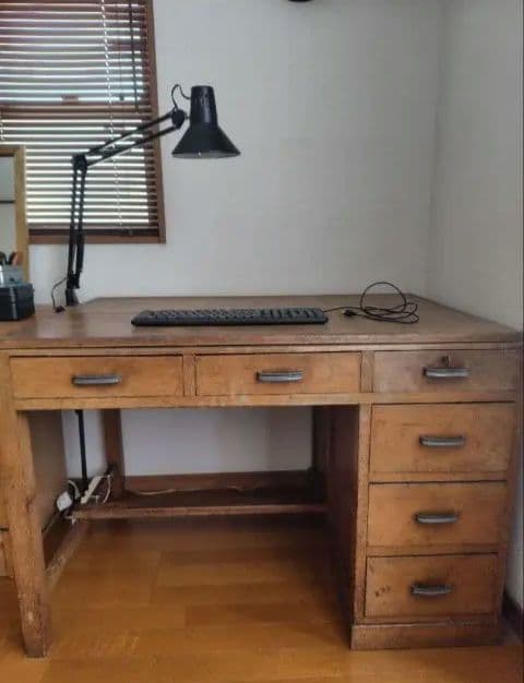 アンティークヴィンテージ木製片袖机昭和レトロ