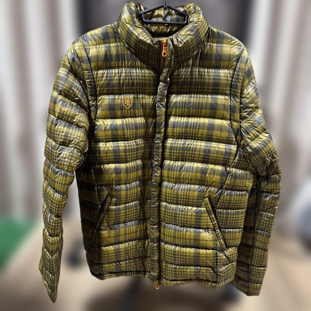 【美品】パーリーゲイツ オリーブグリーン チェック柄 ダウンジャケット
