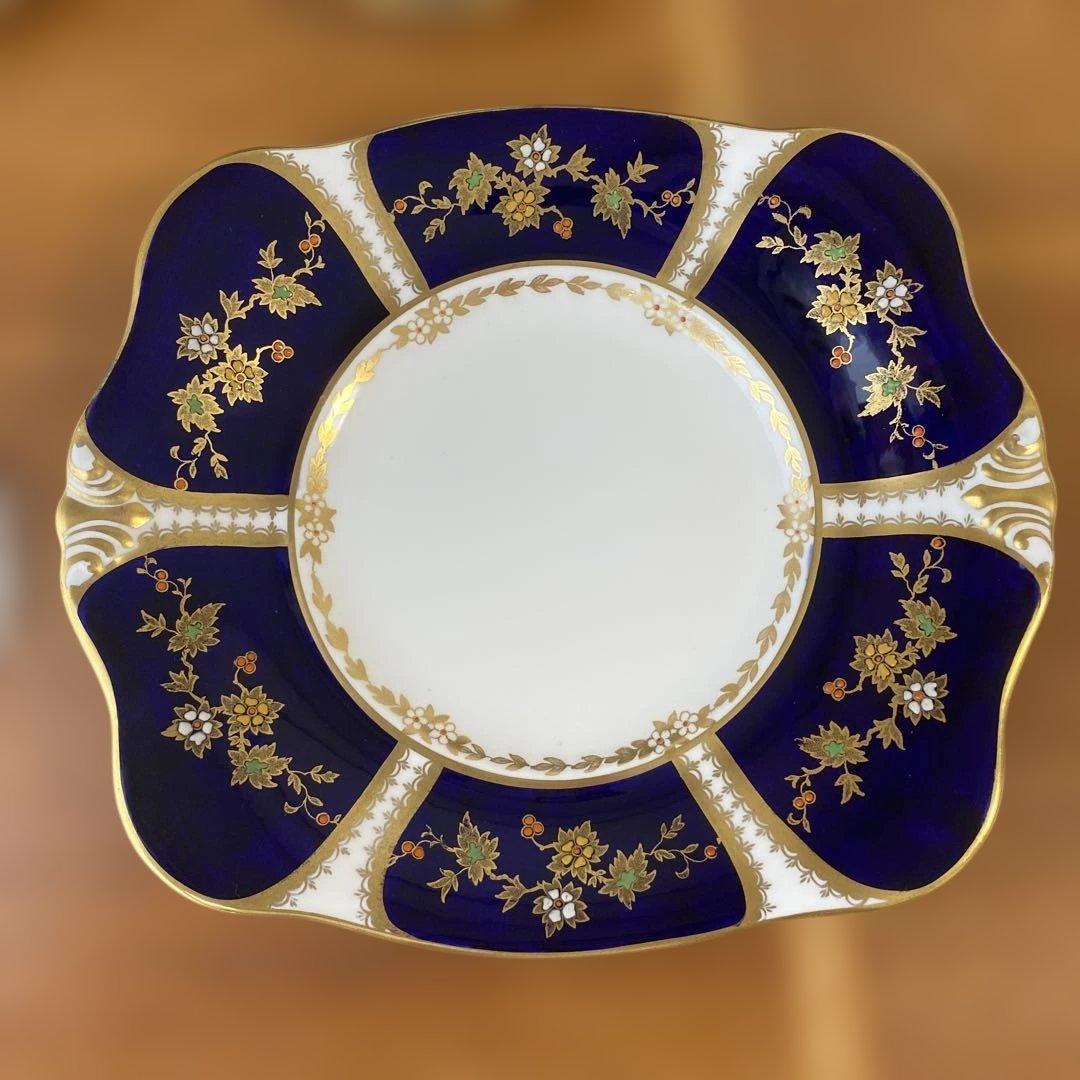 タスカン　コバルトブルー　エナメルペイント　金箔装飾　ティーセット　トリオ4点