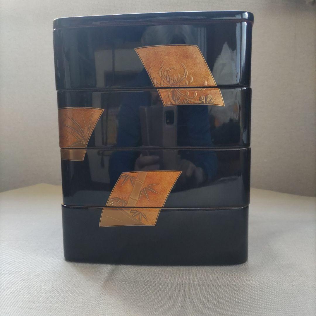 漆器 輪島塗重箱 4段 木箱付