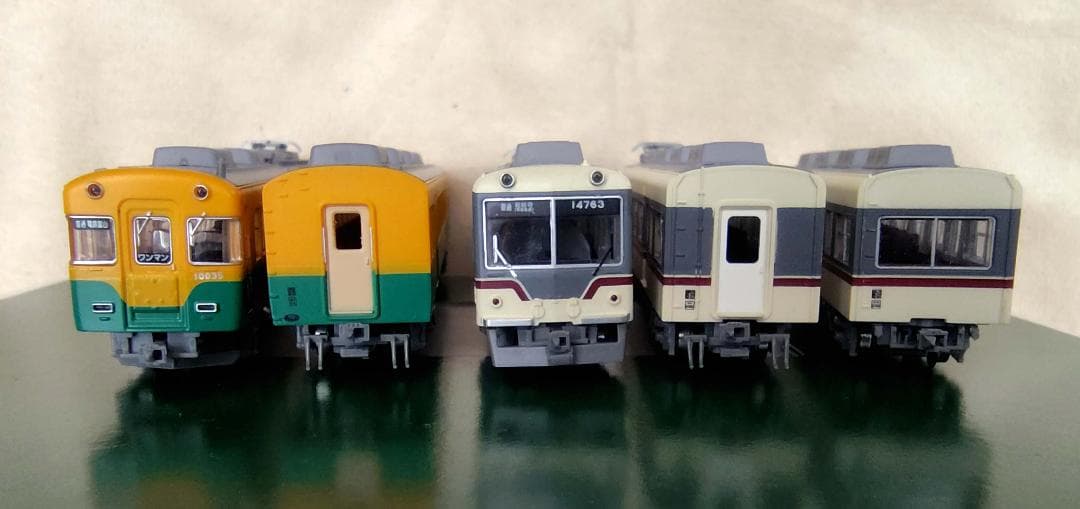鉄コレ富山地鉄10030形第3編成+14760形(旧色)＝計5両※Nゲージ走行化