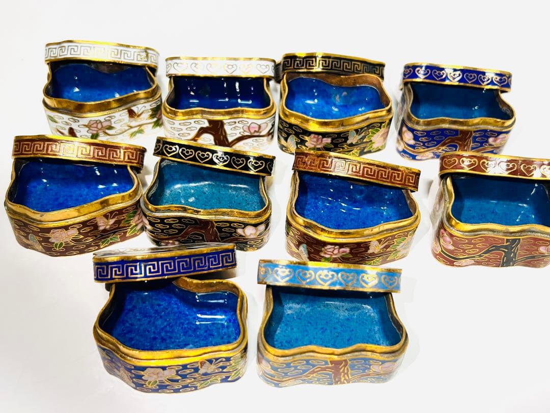 アンティーク 香合 10個セット 七宝焼 中国