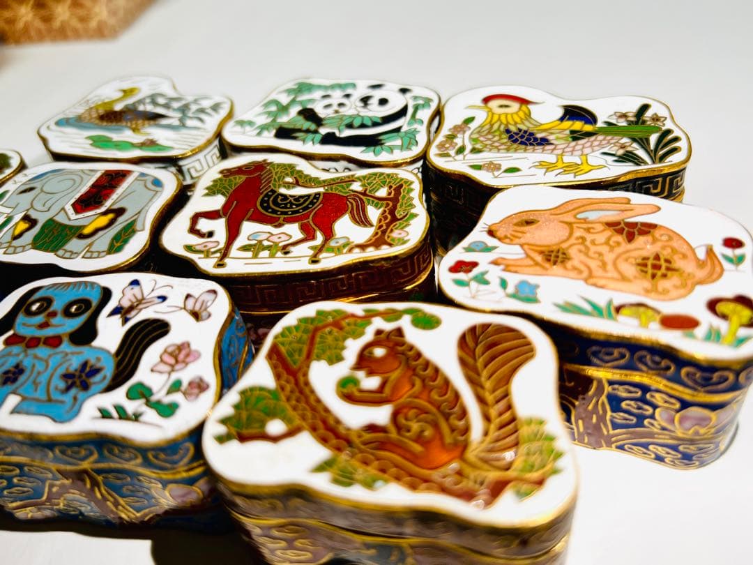 アンティーク 香合 10個セット 七宝焼 中国