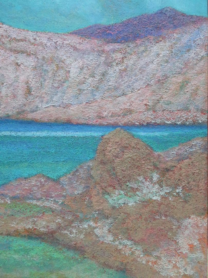 ◆桑原 清明　「白根山湖」　日本画　P10号　日展会友　日展特選　師：山口蓬春◆