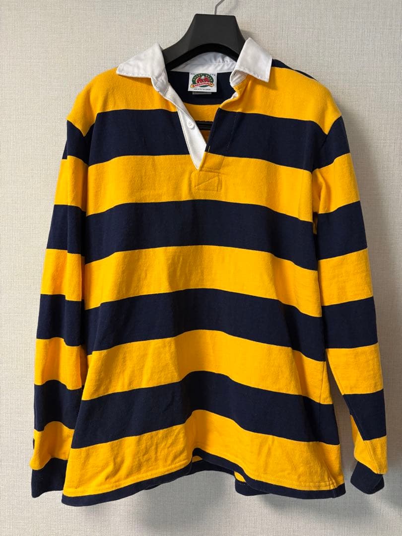 バーバリアン　BARBARIAN ラガーシャツ　イエロー　ネイビー　XXL