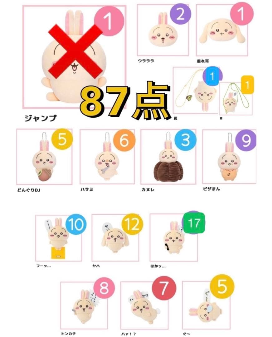 ちいかわ うさぎだらけくじ まとめ売り セット B賞 C賞 D賞 87点 セミ