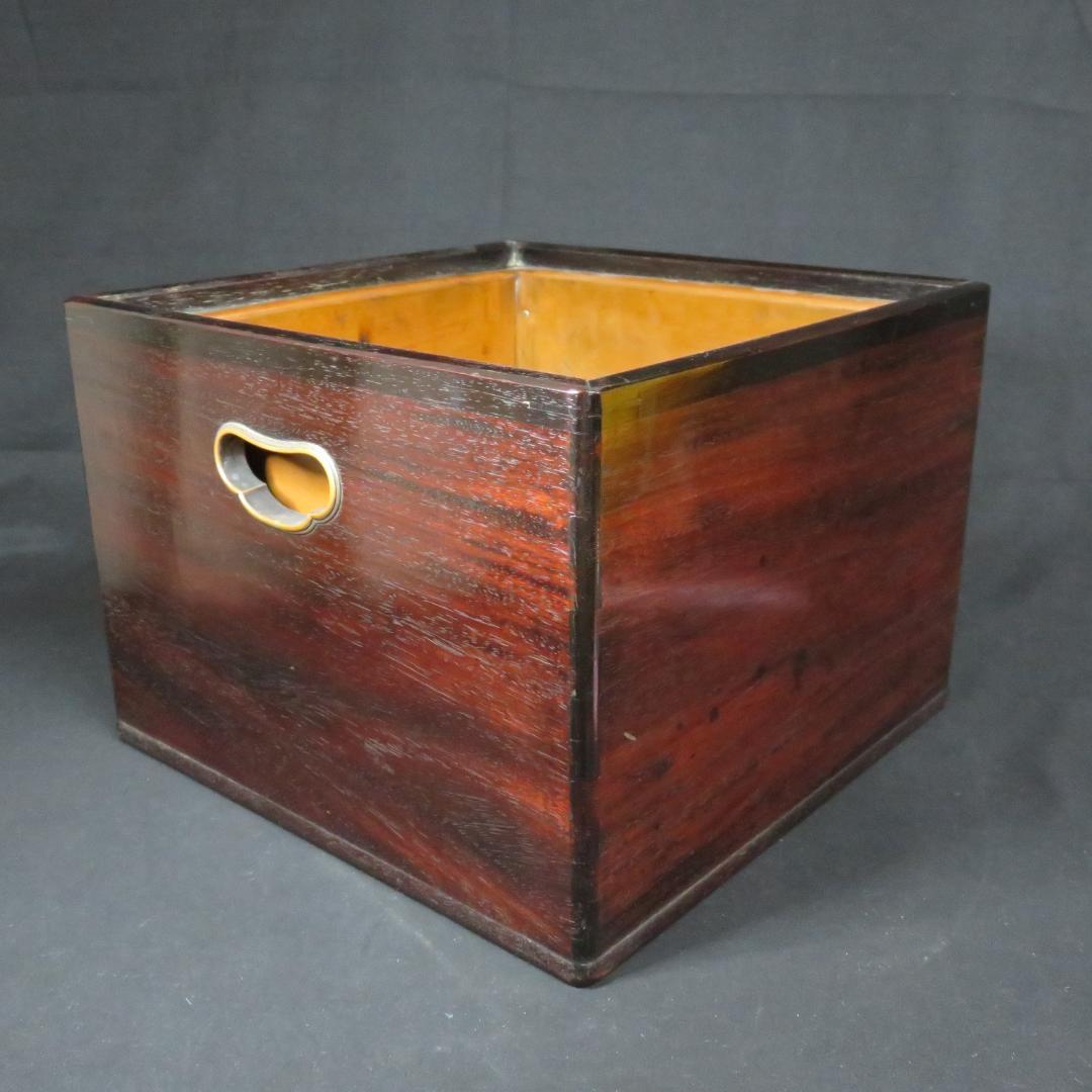 角火鉢 欅 けやき 銅 銅取っ手 茶道具 手あぶり