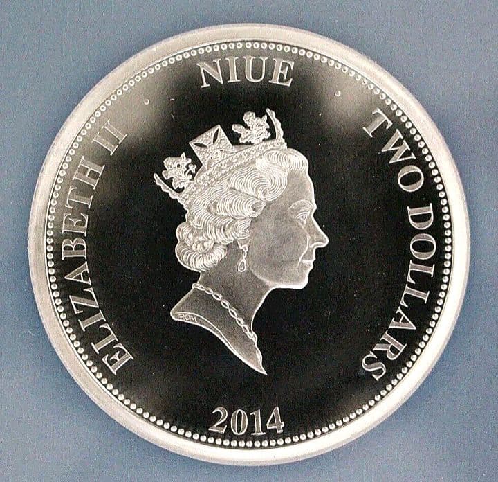 ngc 2014 ニウエ $2 パナマ運河記念日 PL69 世界500枚 銀貨