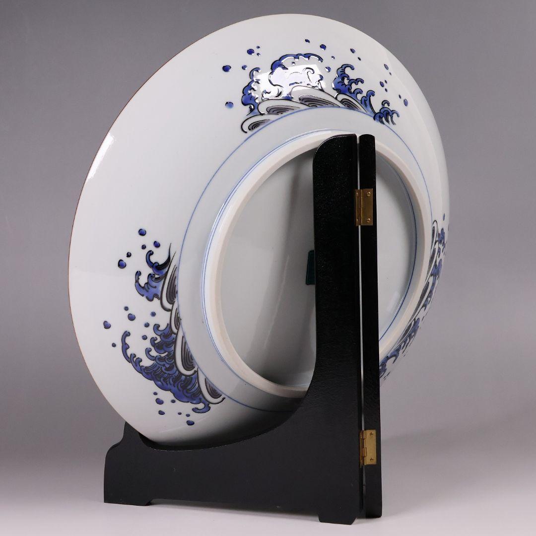 MA674】九谷焼 竹隆窯 北村隆 北前船 まとも図 飾皿 31cm 陶芸