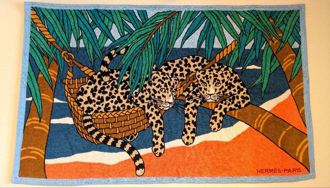 ★新品タグ付き★　国内エルメス　HERMES BAIN ヒョウ柄バスタオル