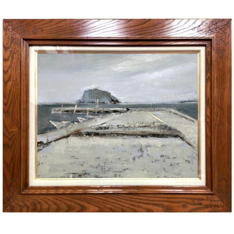 ☆玉川 基☆「 室蘭港 大黒島 」油絵　F6号