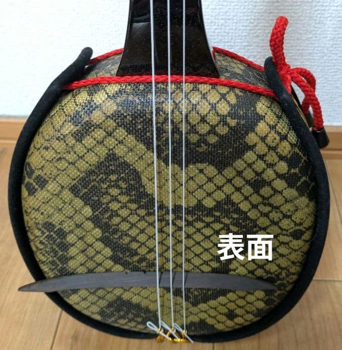 【送料無料】沖縄三線 ヘビ柄 3弦 ケース、付属品、テキスト2冊付き
