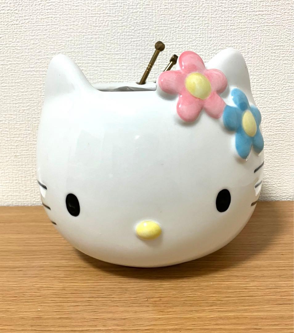ハローキティ　火鉢風インテリア　陶器製　フェイス型　1998年製