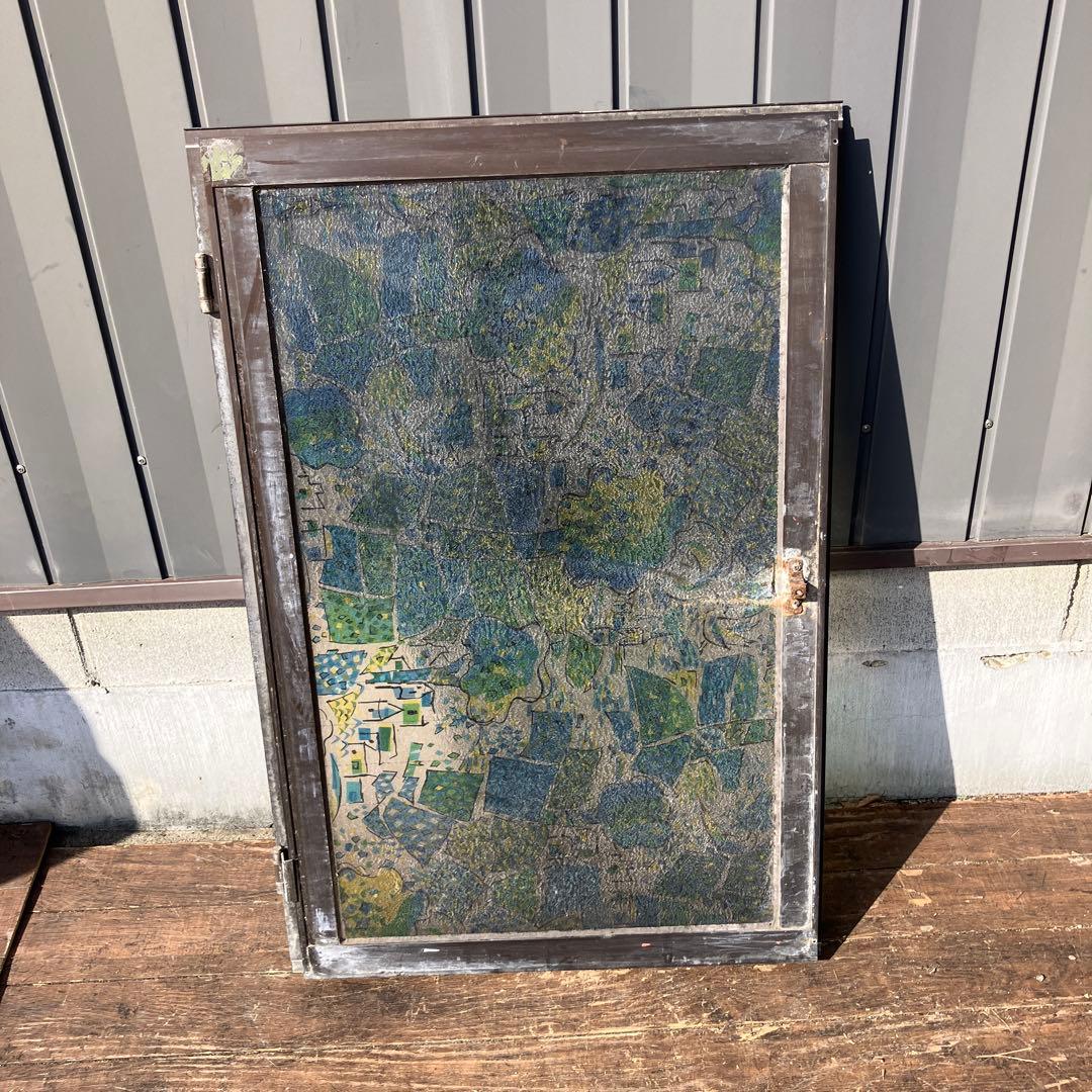 A-5 ②昭和レトロ ステンドグラス サッシ 窓枠付き ヴィンテージ 建具