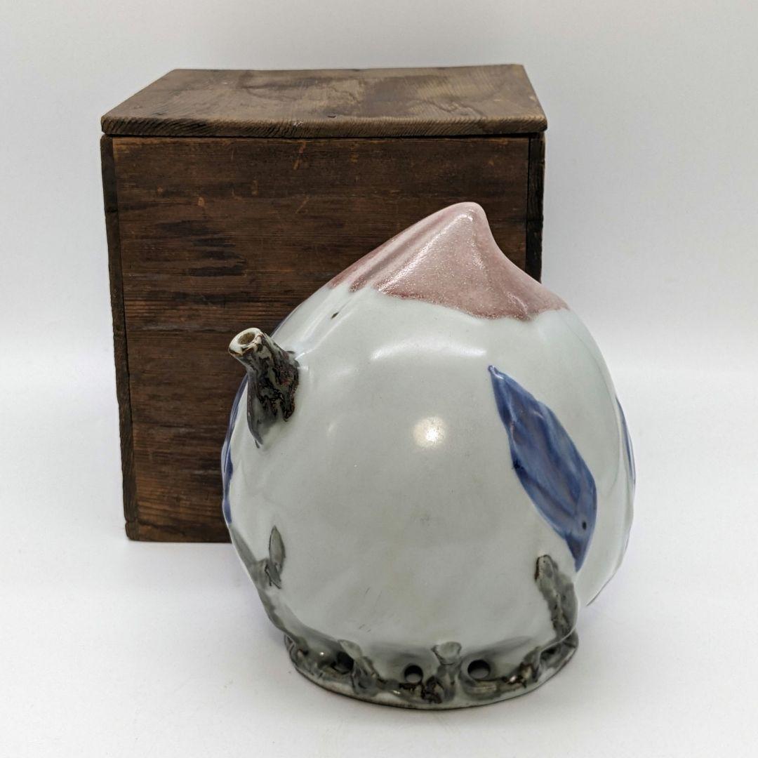 李朝 特大桃型水滴 辰砂青華彩 高麗白磁 染付 李氏朝鮮 書道具 水差 水注