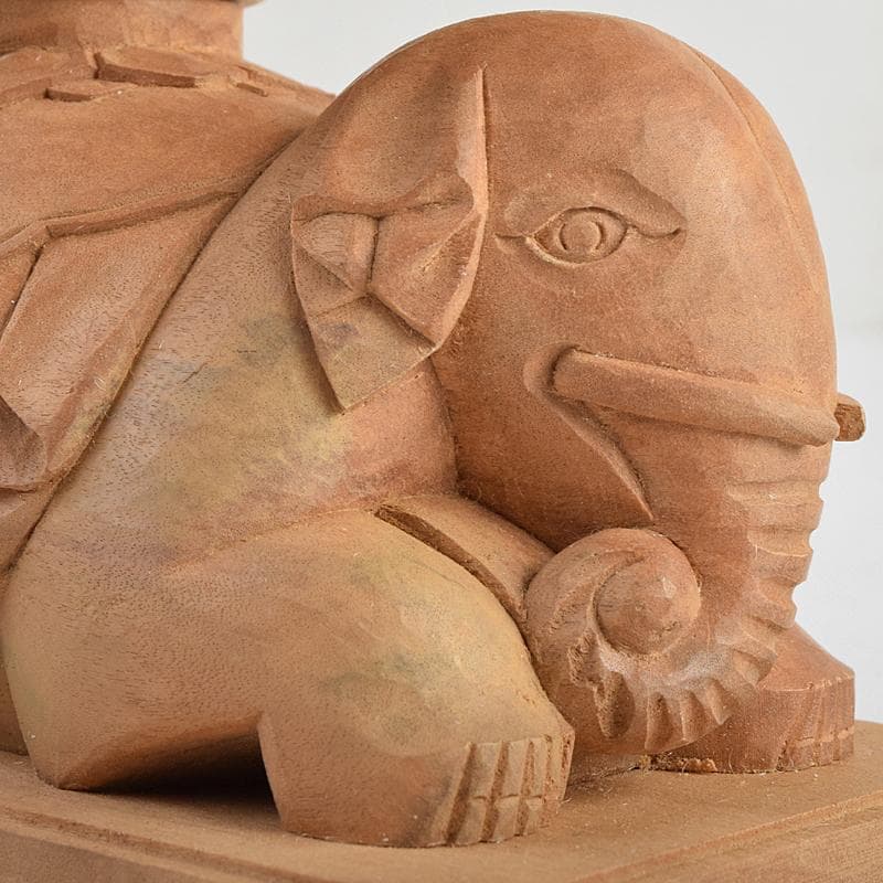 アンバサ松園大龍作白檀　普賢菩薩像　仏像　保証書付　共箱　D　R9410B