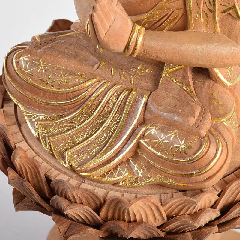 アンバサ松園大龍作白檀　普賢菩薩像　仏像　保証書付　共箱　D　R9410B