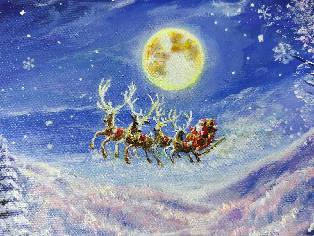 ぷ*あ様 【夜空を眺めて】アクリル画 F3 風景画 絵画