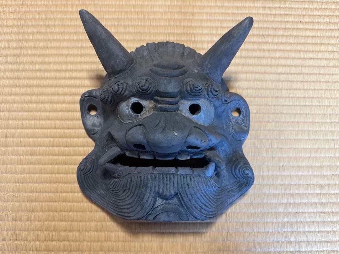 【O-2131】鬼瓦 陶器 粘土 瓦 魔除け 厄除け 置物 オブジェ 日本家屋