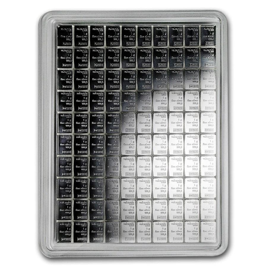 100個入り 1グラム 銀地金バー - ヴァルカンビ シルバー コンビバー