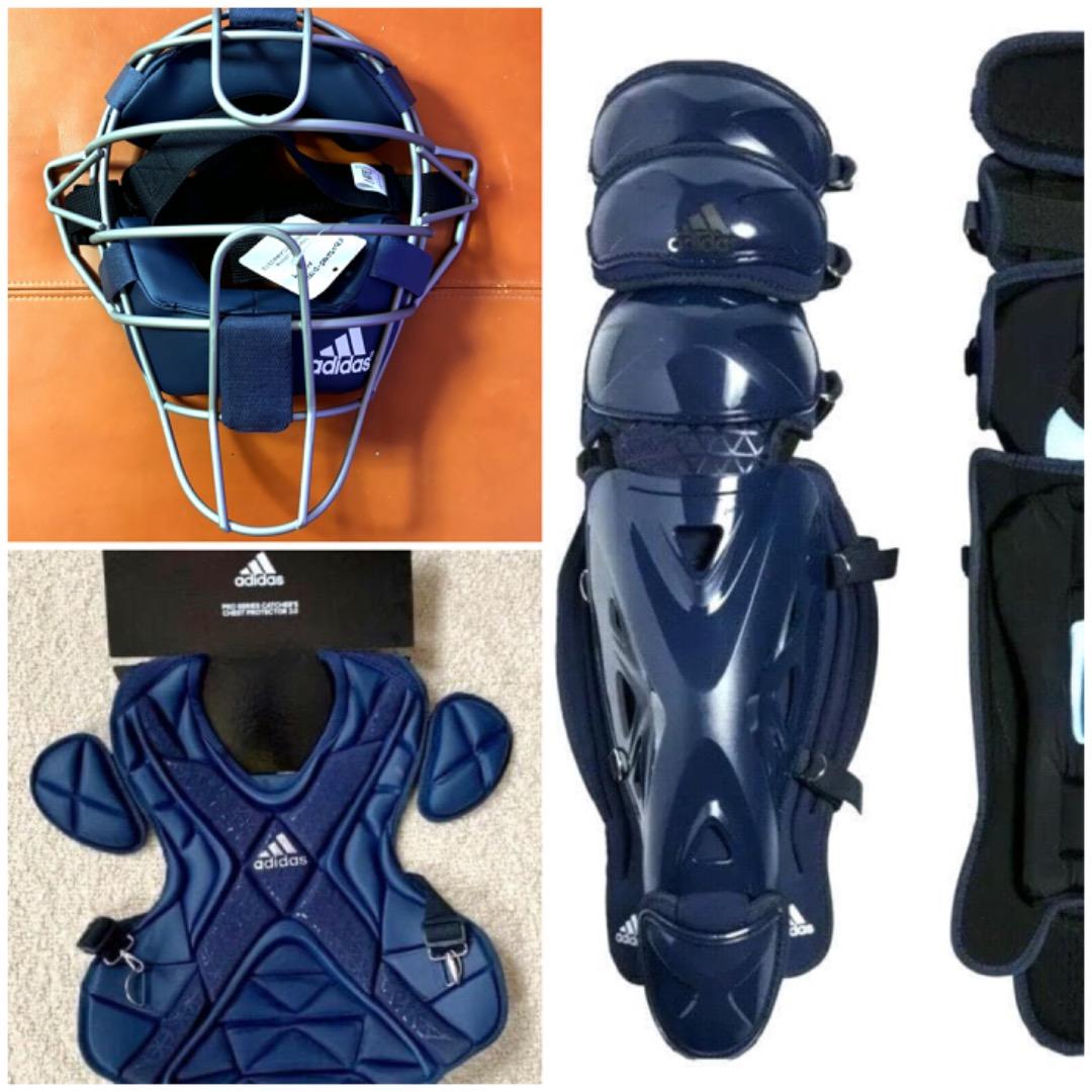 新品USA限定発売最高級☆adidasProキャッチャープロテクター＋レガース紺