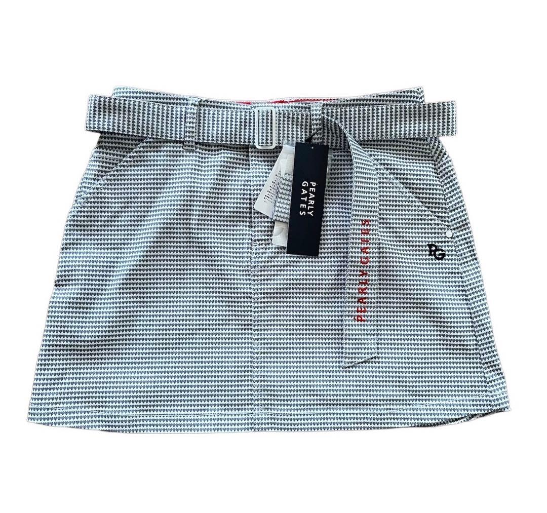 新品未使用　タグ付き　パーリーゲイツ　ストレッチスカート　ベルト付き　ハート総柄