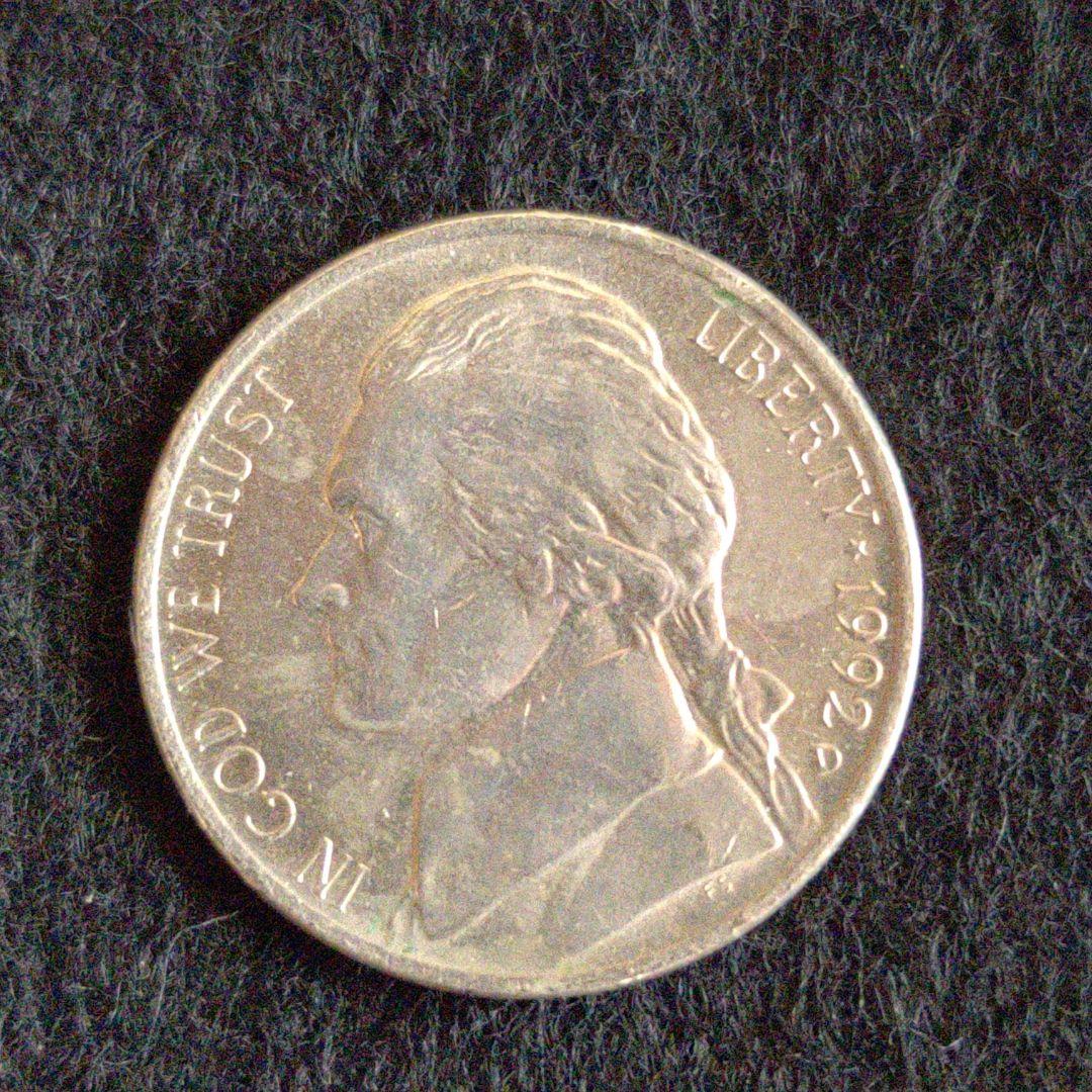 アメリカ硬貨リバティ5セント☆ジェファーソン1992年D&1987年D2枚
