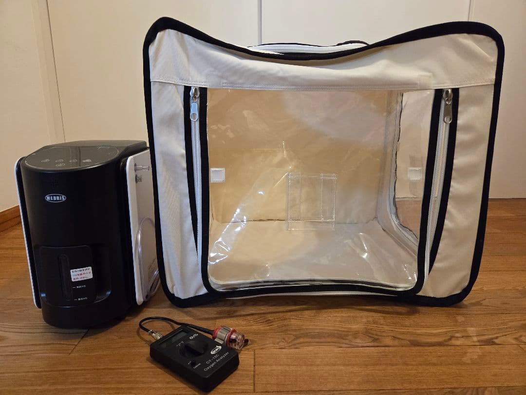 【ペット用】 酸素発生器と酸素室、酸素濃度計の3点セット　犬猫