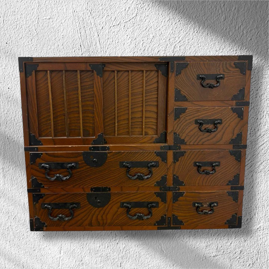 欅 ケヤキ 整理箪笥 箪笥 タンス たんす チェスト 時代箪笥 民藝 金具 気密