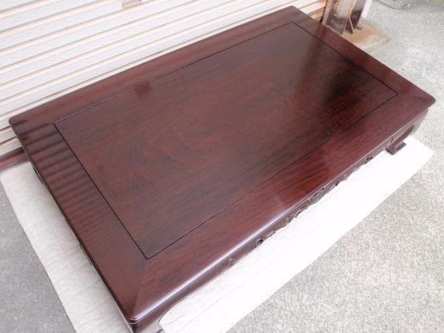 本物！新品５尺(150巾) 花梨無垢 高級座卓 座敷机 唐木 ちゃぶ台/検黒檀
