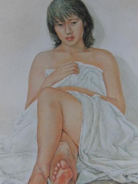 船水徳雄、【麻】、希少な額装用画集より、新品額装付、状態良好