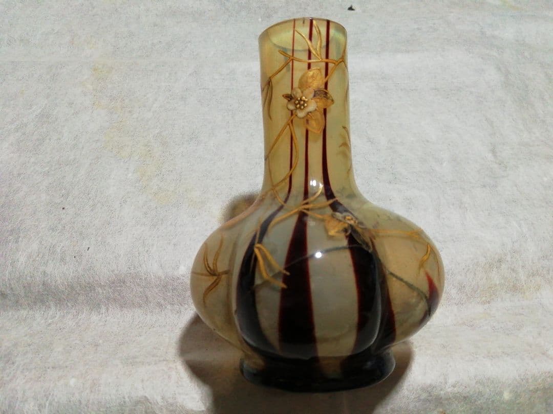 ♪時代ガラス一輪挿し キズ 高蒔絵