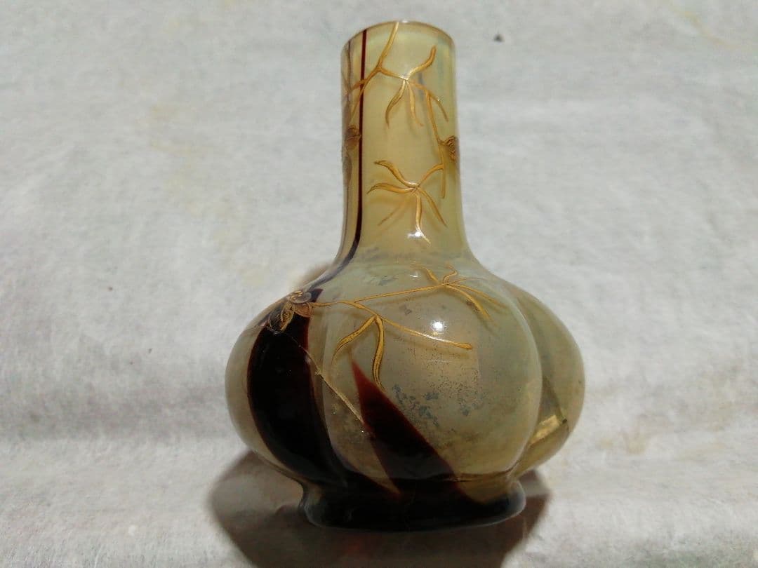 ♪時代ガラス一輪挿し キズ 高蒔絵