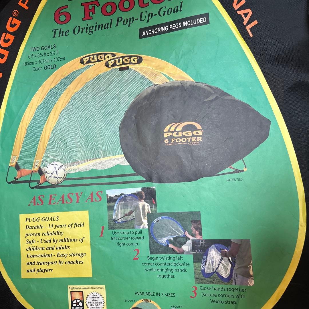 パグPUGG 6フィート ポップアップサッカーゴール幅183cm折りたたみ式