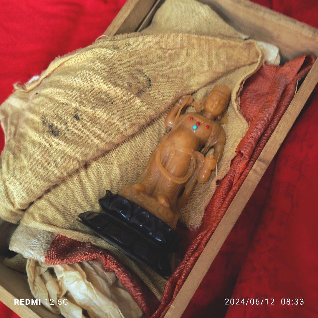 中国古美術/田黄石/観音様/置物