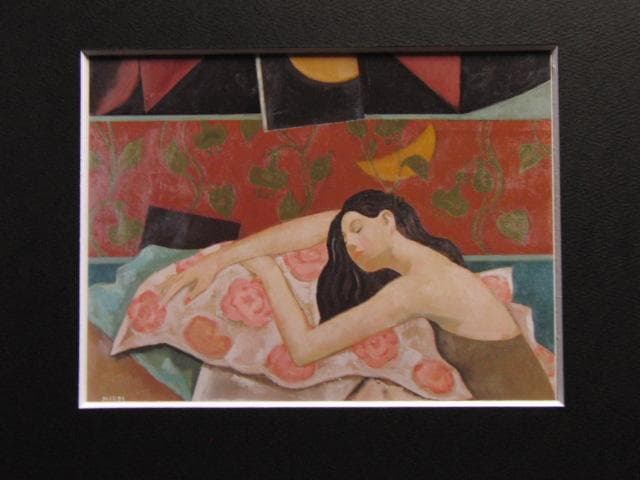 前田利昌、夜、希少な額装用画集より、新品高級額装付、状態良好