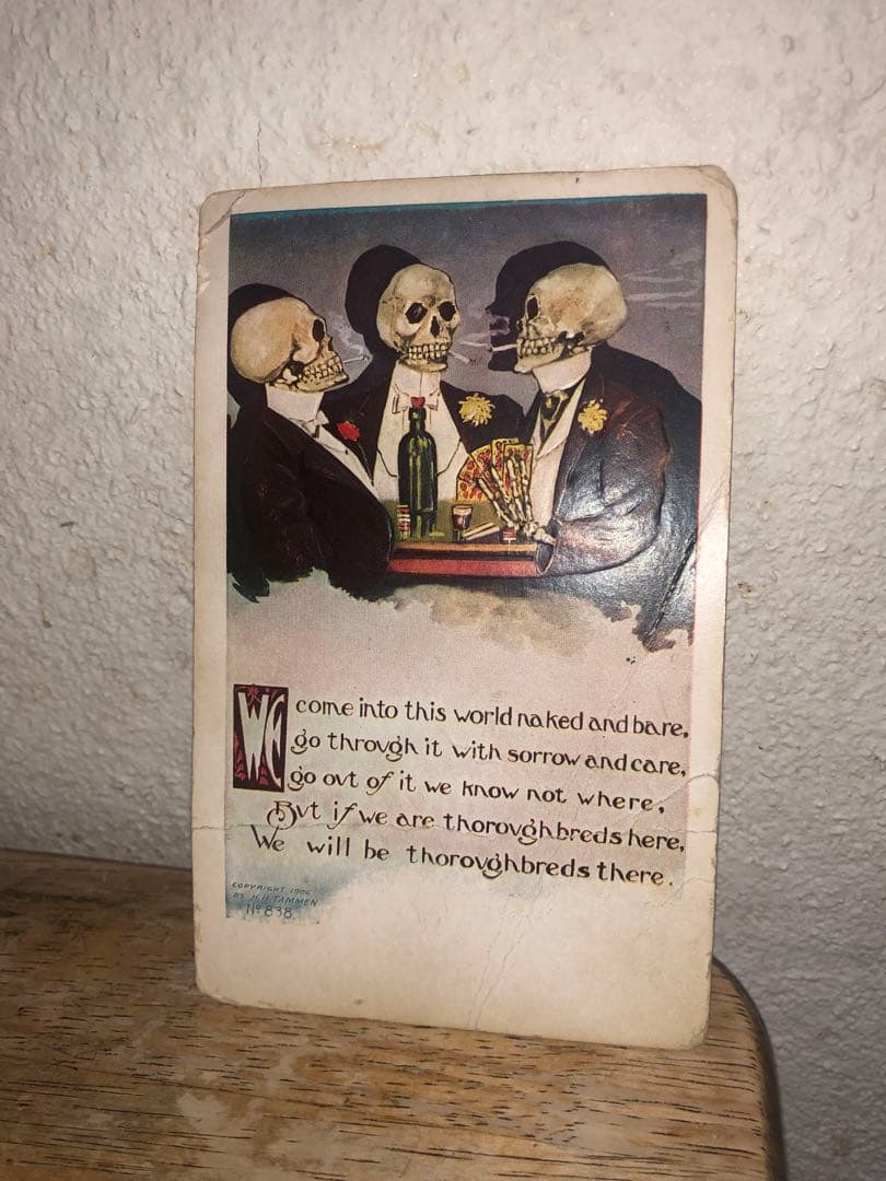 アンティーク　スカル　髑髏　骸骨　ポストカード　死神　ビンテージ　レトロ　骨董