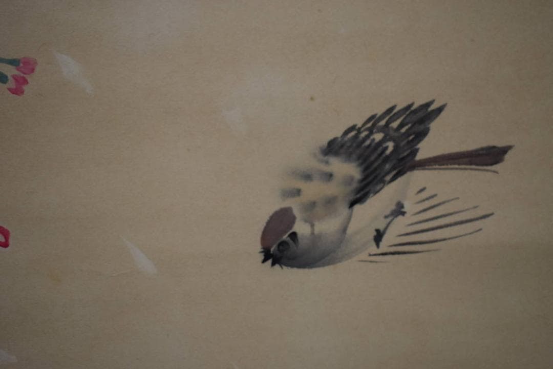 不詳/作者不詳/桜花雀図/布袋屋掛軸HK-12