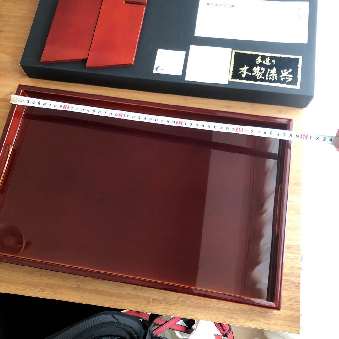 紀州漆器協同組合　赤い漆器膳 直径30cm MDF製 専用箱付き　セット