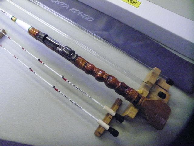 1113★手作り（布袋竹）筏竿【全長149㎝】【最高級】【純白筏竿】太田工房★