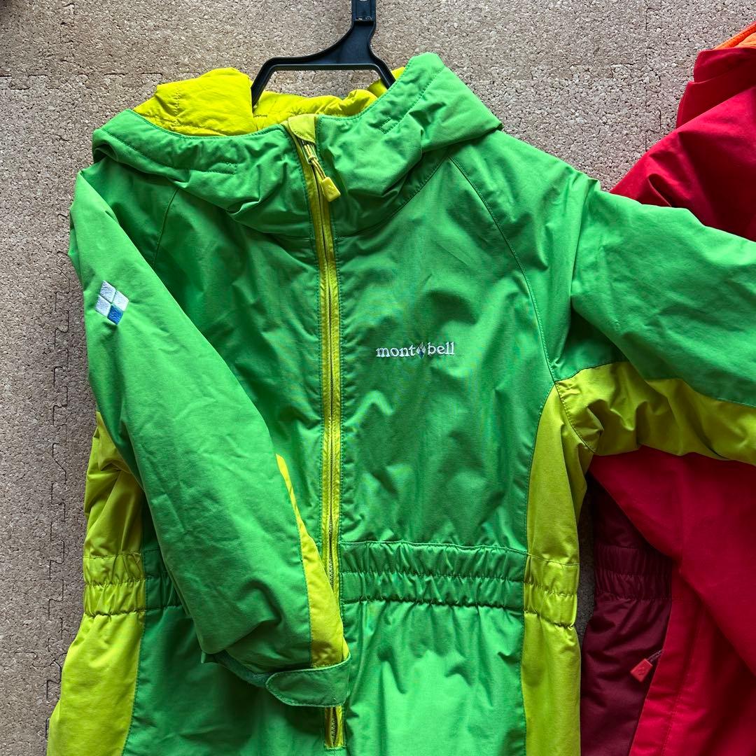 mont-bell 子ども用スキーウェア 緑 赤