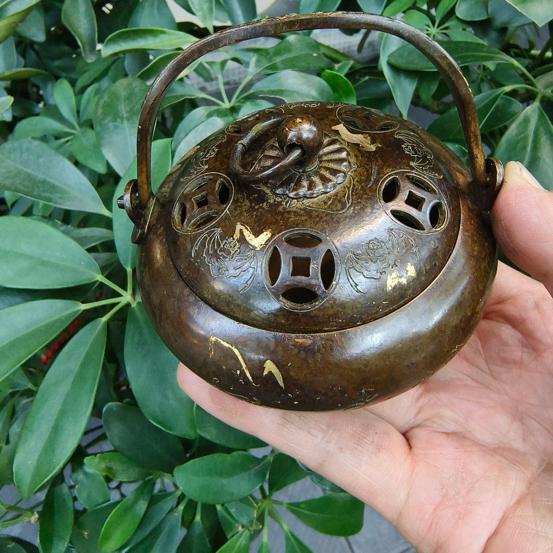 銅器 浄化空気香炉 暖手炉 禅意 香道 茶道 盤香炉 工芸品 置物