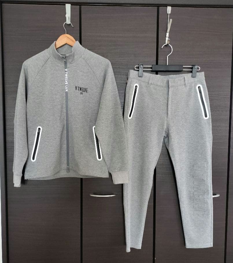 【V12】メンズ ゴルフ 秋冬ウエア スウェット セットアップ　 グレー系