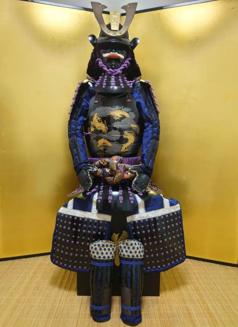 ★全国送料無料☆紫糸威雲龍二枚胴具足☆等身大鎧一領☆甲冑★