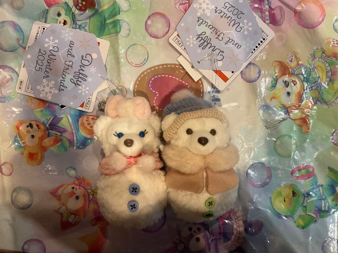 ダッフィー　シェリーメイ　雪だるま　ぬいぐるみチャーム