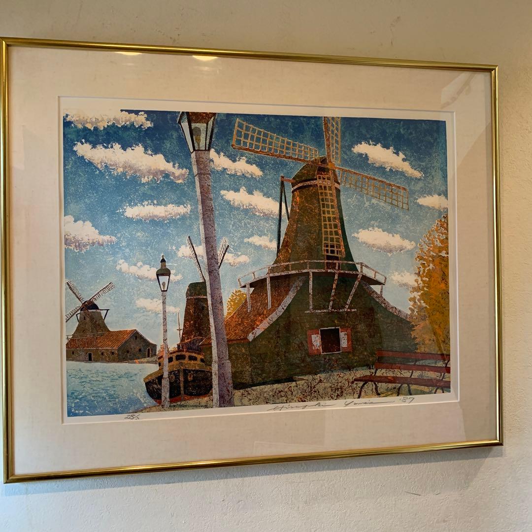 絵画　額装　超大判　山家久幸　リトグラフ　87年作　直ED直サイン　レア作品