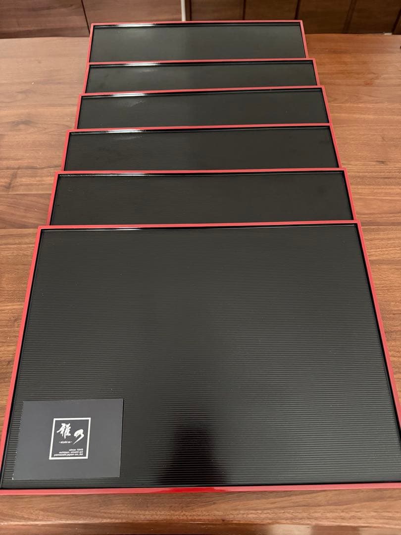 智子リン　値下げ　越前漆器　両面長角膳　6枚　未使用２枚含む　お正月