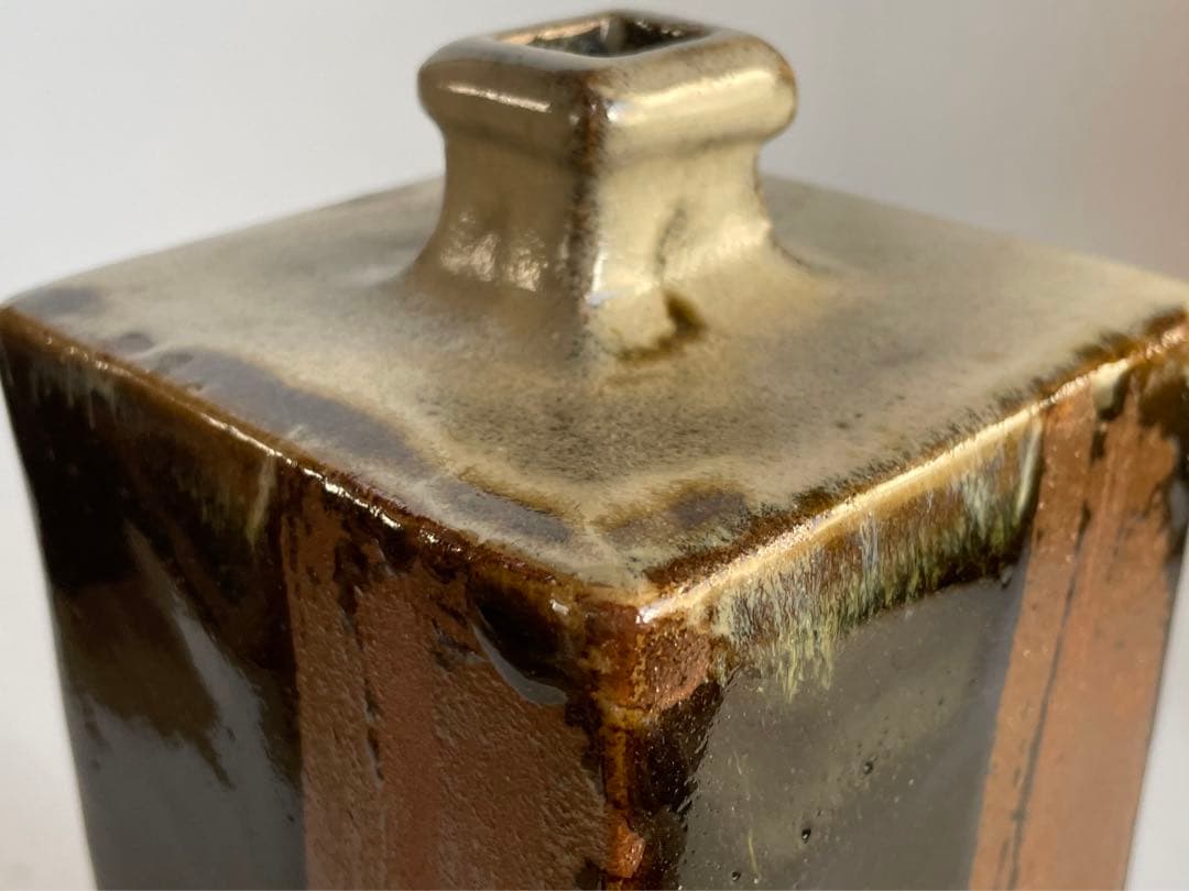 陶芸家　人間国宝　浜田庄司　？　濱田庄司　角瓶　鉄釉　花瓶　花入　民芸　民藝